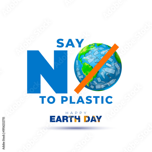 Concept for Earth Day, plastic vs planet. Say no plastic logo design.
