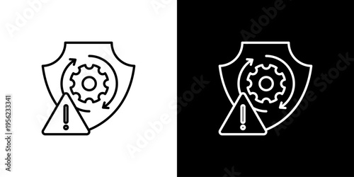 Risk Management Icon Sheet Black And White