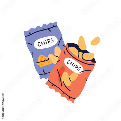Illustration of a pack of cheese and hot chips
