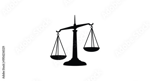 Scales of justice depicted in a striking black silhouette