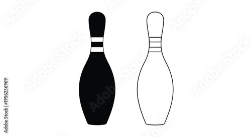 Bowling pins in contrasting colors a black and white silhouette