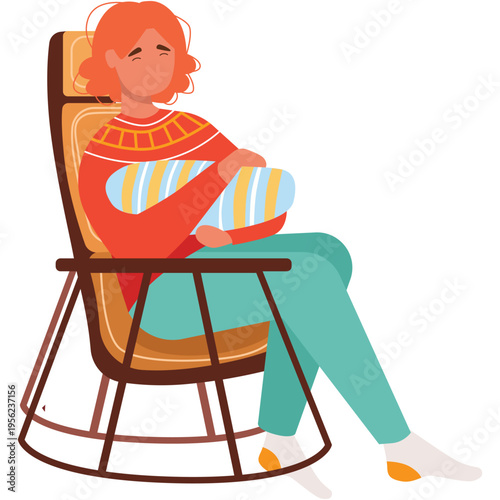 Mother rocking singing to sleep baby vector icon