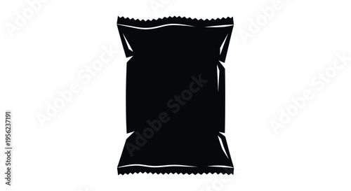 Black snack bag illustration with a distinct dark silhouette