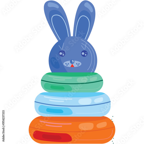 Toy pyramid tower vector flat cartoon icon