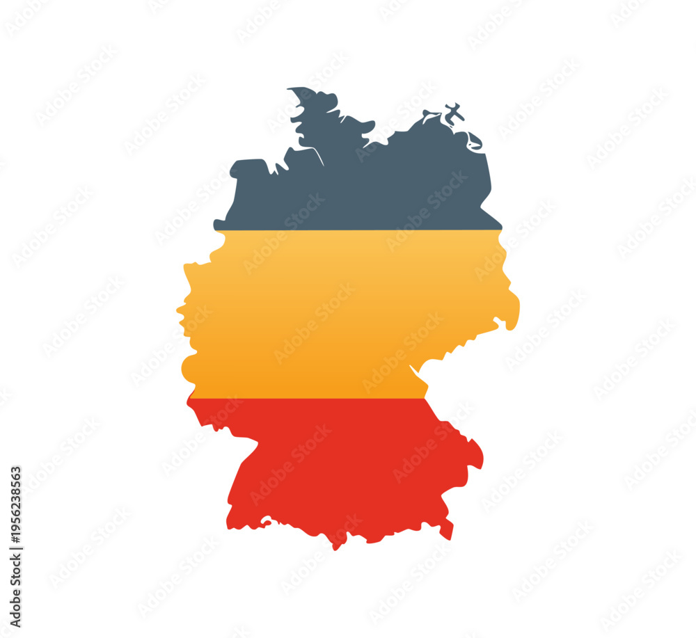 Fototapeta premium German Country Map In Black Red Yellow Flag Colors Design