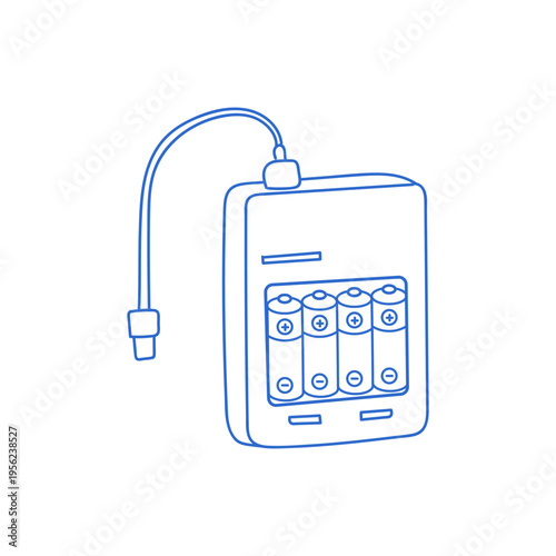 Simple Blue line battery charger with USB cable.