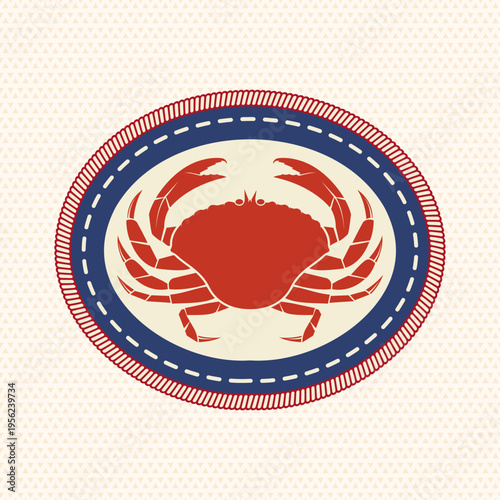 Scout badge with crab. Vector. Merit patch, sticker for camping outdoor and academic activities. Perfect for scouting groups, camping events, outdoor apparel, stickers, embroidery, and logo design.