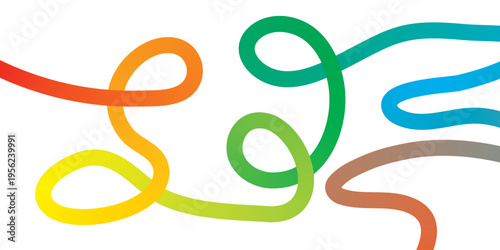 Vibrant multicolored squiggles on a white background