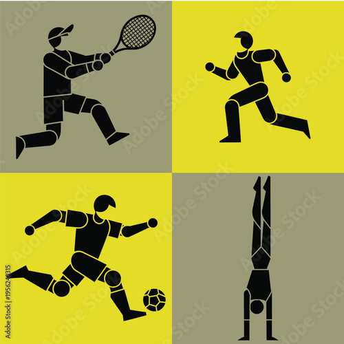 Sports Action Icons Set
