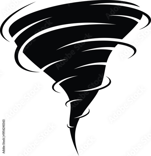 Dynamic swirling vortex graphic capturing the immense power and energy of a natural phenomenon, illustrating a powerful cyclone or tornado