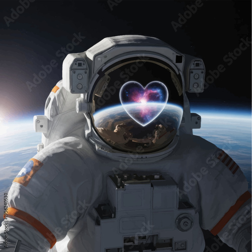 Astronaut in Space Suit with Heart Symbol.