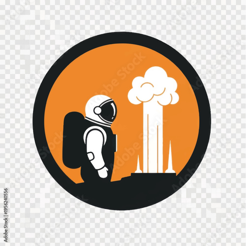 Astronaut in Space Suit with Rocket.