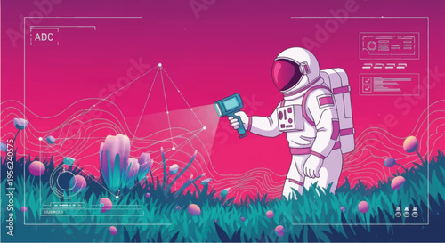 Astronaut in White Space Suit Standing.