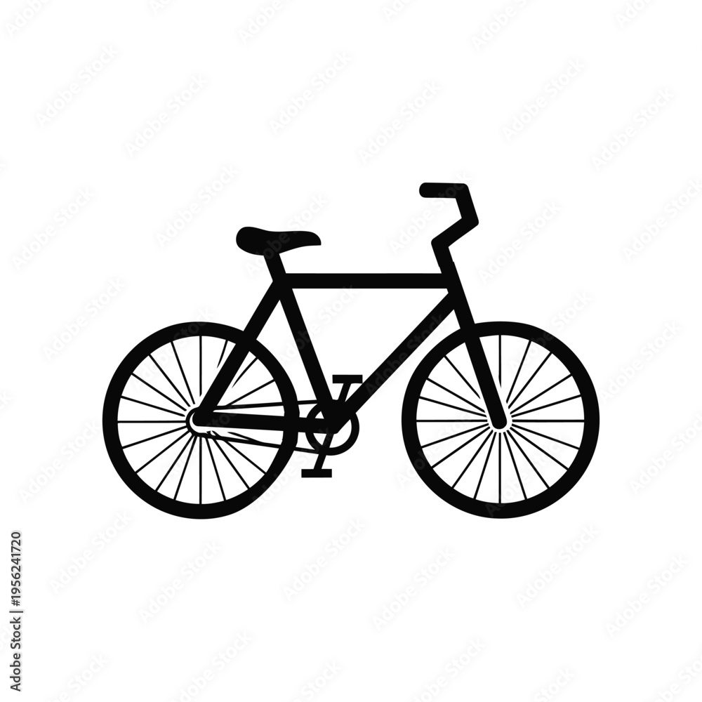 Obraz premium Stylized black and white vector silhouette of a bicycle, representing eco-friendly transport, active lifestyles, and urban mobility for modern design and digital media