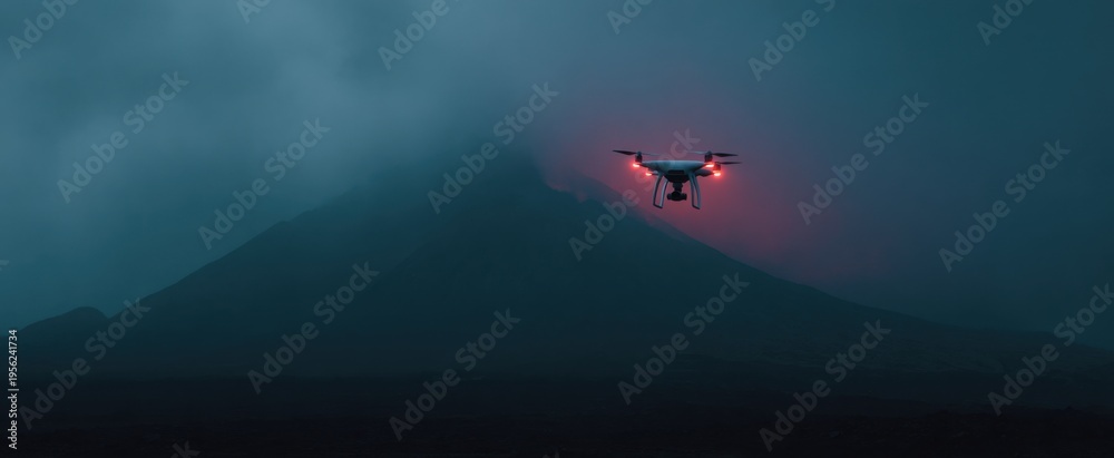 Fototapeta premium rugged hostile volcanic monitoring drone fiercely contending with harsh environmental elements