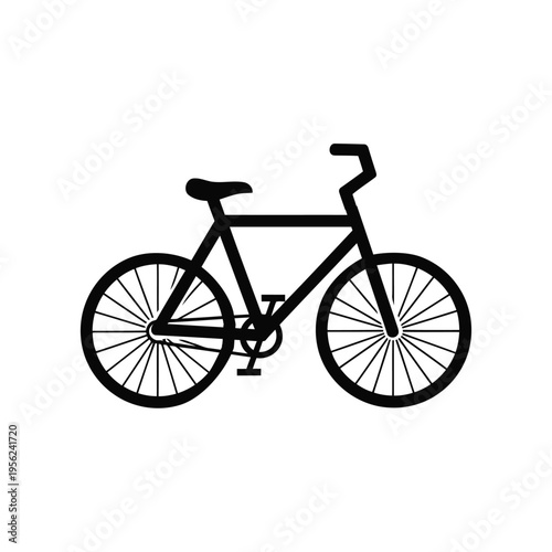 Stylized black and white vector silhouette of a bicycle, representing eco-friendly transport, active lifestyles, and urban mobility for modern design and digital media