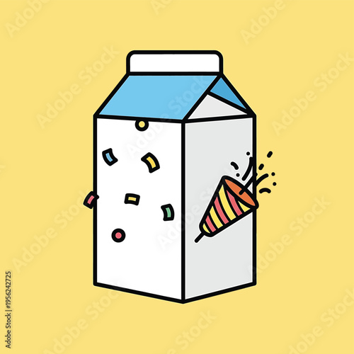 Cartoon Ice Cream Cone in Milk.