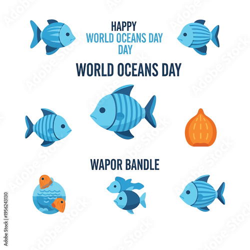 Blue Fish Swimming Ocean Water Day.