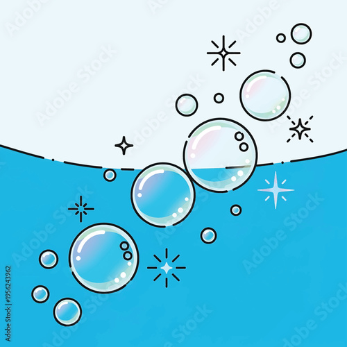 Bubbles floating in water surface.