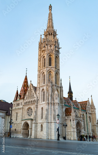 the Matthias Church in Budapest at blue hour  Hungary  Europe