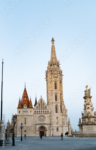the Matthias Church in Budapest at blue hour  Hungary  Europe