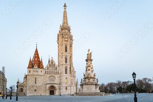 the Matthias Church in Budapest at blue hour  Hungary  Europe