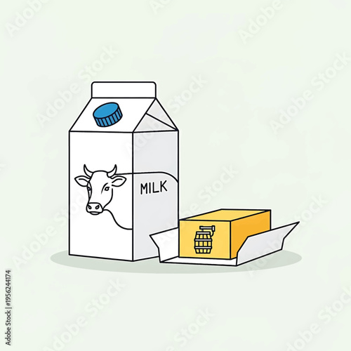 Carton of milk and butter.