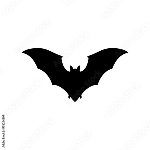 Black Bat Silhouette Flying in Air.
