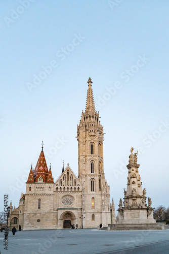 the Matthias Church in Budapest at blue hour  Hungary  Europe