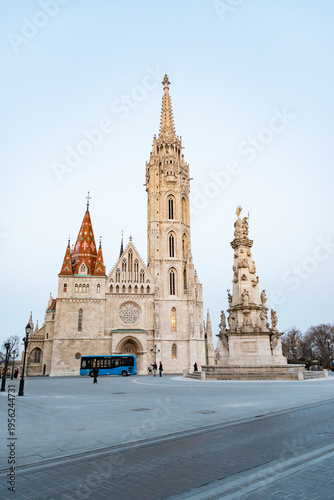 the Matthias Church in Budapest at blue hour  Hungary  Europe