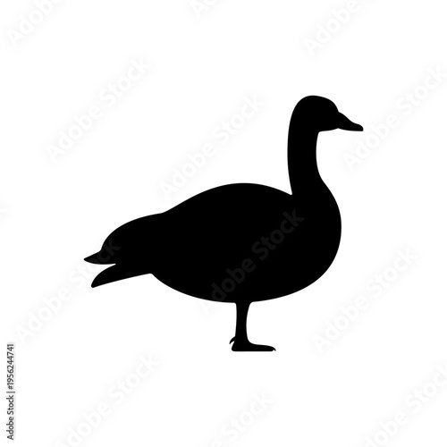 Black Silhouette of a Duck Standing.