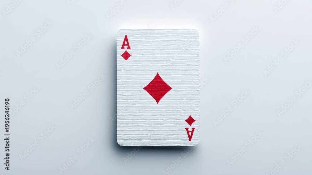 Obraz premium Ace of diamonds playing card centered on a clean white background with subtle shadow