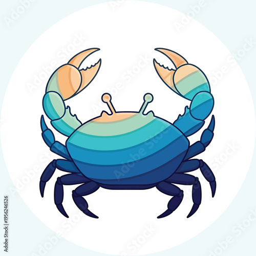 Colorful cartoon blue crab illustration.