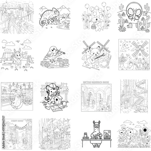 Cute llama working at desk vector illustration with sketchy style with animal illustration