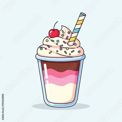 Colorful Ice Cream Sundae Dessert Treat.