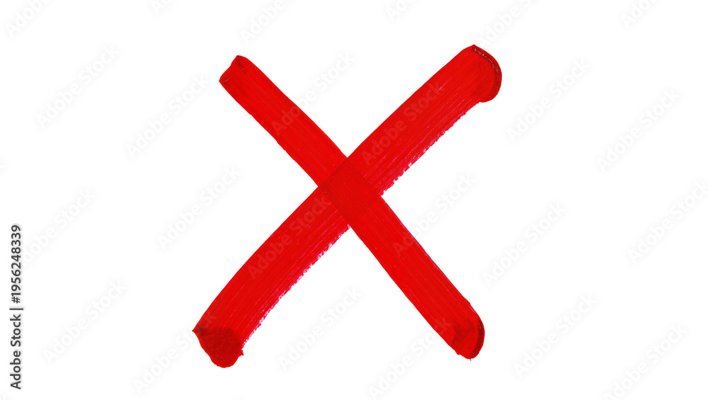 Obraz premium Isolated red painted X mark for wrong sign and error symbol with brush texture