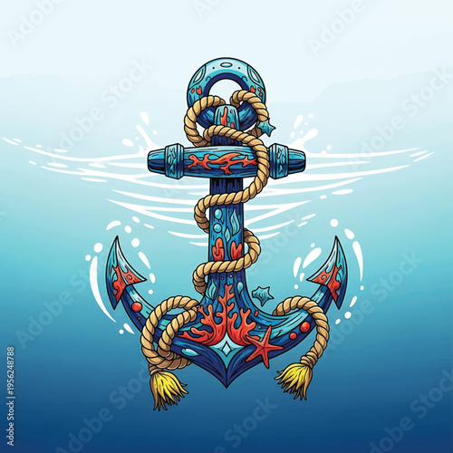 Detailed illustration of nautical anchor.