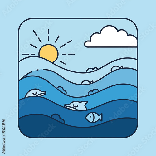 Dolphins swimming in ocean water.