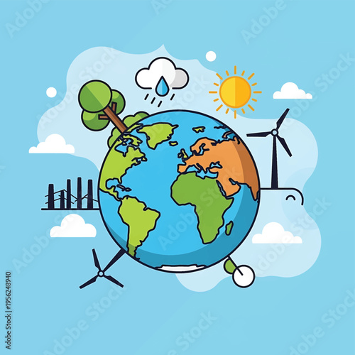 Earth with green and blue continents.