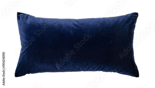 Fotografía Isolated dark blue velvet rectangular decorative pillow for home comfort and int