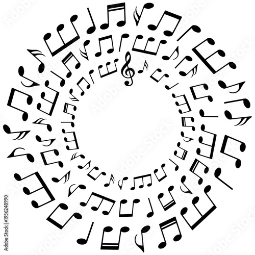 Music notes round pattern, vector illustration.