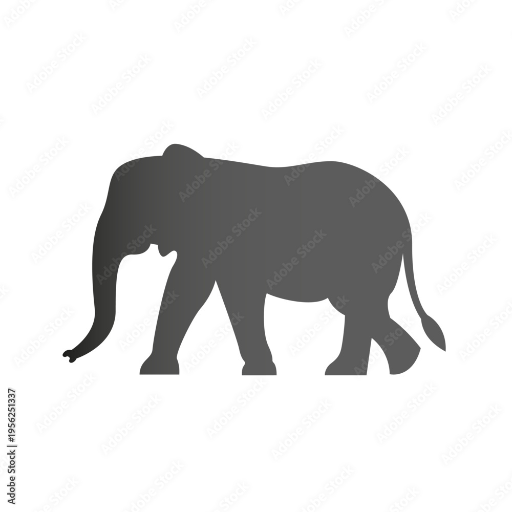 Fototapeta premium Gray Gradient Silhouette of an Elephant.