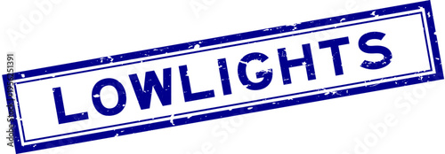 Grunge blue lowlights word square rubber seal stamp on white background