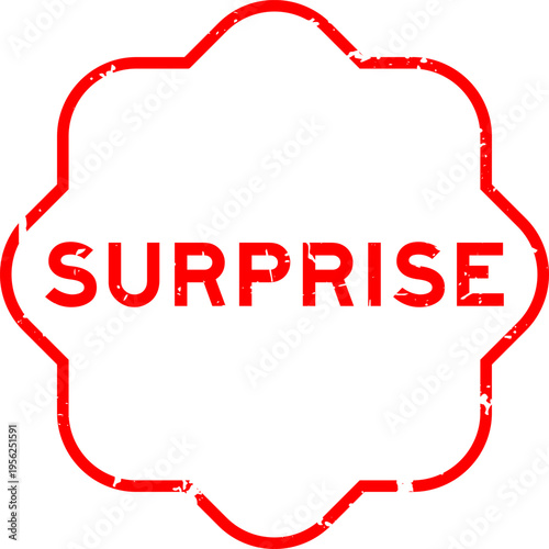 Grunge red surprise word rubber seal stamp on white background