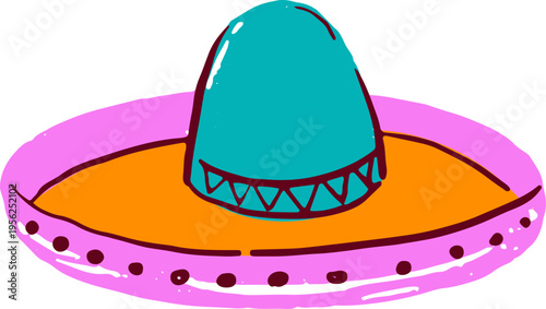Mexican sombrero hat doodle. Cinco de Mayo hand drawn decorative elements series