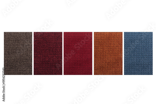 A professional color palette presentation featuring rectangular swatches of textured.