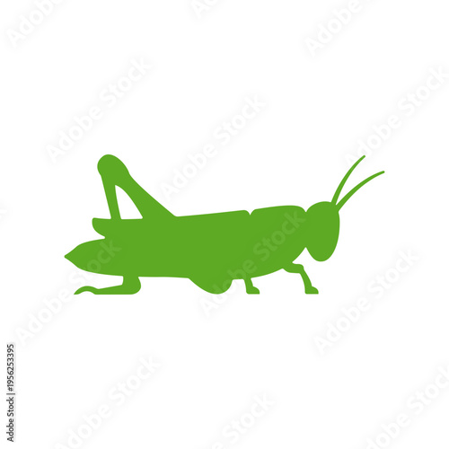 Green Grasshopper Silhouette Vector Illustration.
