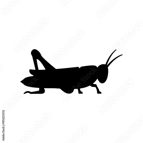 Black Silhouette of a Grasshopper.