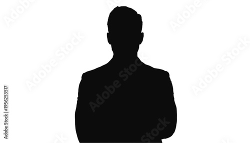 A small circle of business people are gathered together listening to a central speaker in stark black.