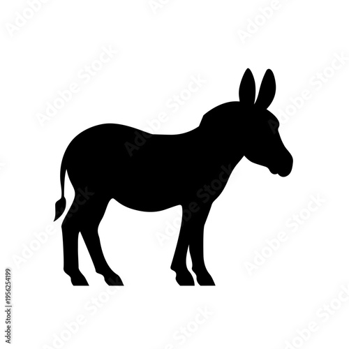 Black Silhouette of a Donkey Standing.